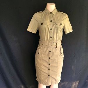 Jones New York Button Dress military brown tan 4